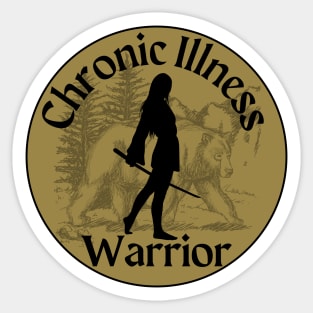 Chronic Illness Warrior Woman with Bear Sticker
